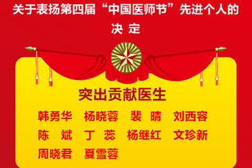 荣获永利yl8886官方网站第四届“中国医师节”先进个人荣誉称号医师
